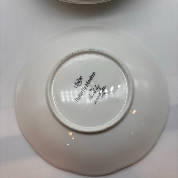 Vintage Lenox Butterfly Meadow Floral Butterfly Ceramic 6" Snack Plates Set of 8 - Picture 11 of 16